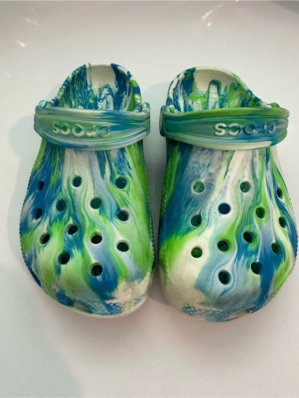 12C Kids Crocs Marbled Blue & Green